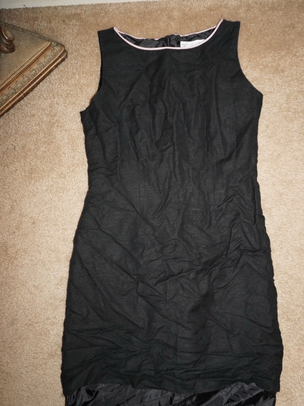 Jessica Howard Black Sleeveless Sheath Dress with Pink Trim